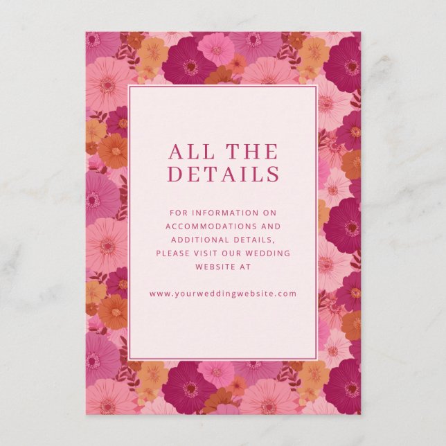Carte D'accompagnement Fleurs roses romantiques (Devant)