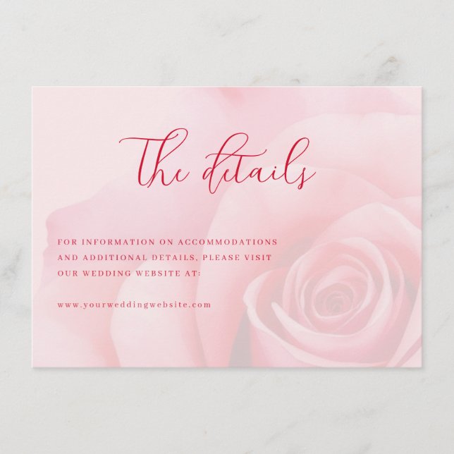 Carte D'accompagnement Fleurs roses romantiques (Devant)