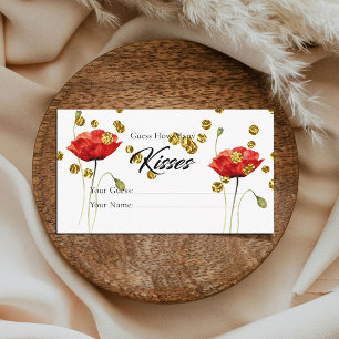 Carte D'accompagnement Fleurs rouges Or Combien de baisers jeu nuptiale
