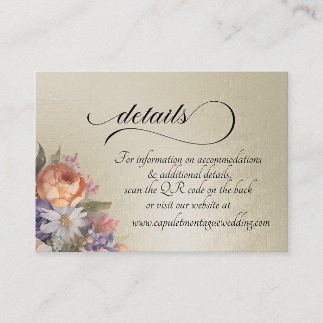 Carte D'accompagnement Fleurs sauvages aquarelle, code QR - Blé (Devant)