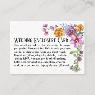 Carte D'accompagnement Fleurs sauvages d'aquarelle de mariage personnalis