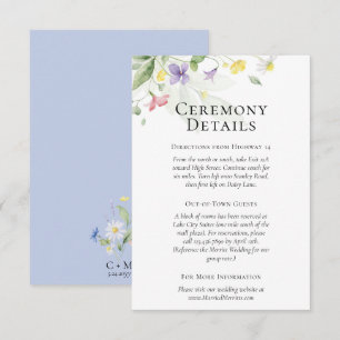 Carte D'accompagnement Fleurs sauvages d'aquarelle simple Détails / Direc