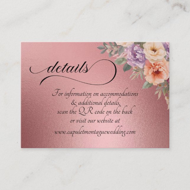 Carte D'accompagnement Fleurs sauvages de printemps, code QR - Or rose (Devant)