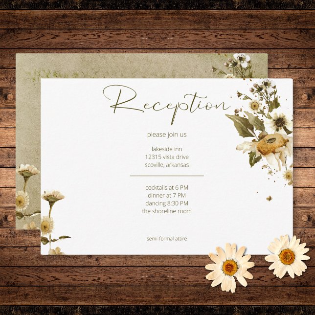 Carte D'accompagnement Fleurs sauvages d'été et Mariage de réception (Summer Wildflowers & Daisies Reception Wedding Enclosure Card)