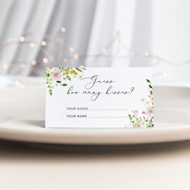 Carte D'accompagnement Fleurs sauvages devine combien de baisers jeu de m (Créateur téléchargé)