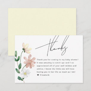 Carte D'accompagnement Fleurs Sauvages Élégantes Baby Shower Floral Merci