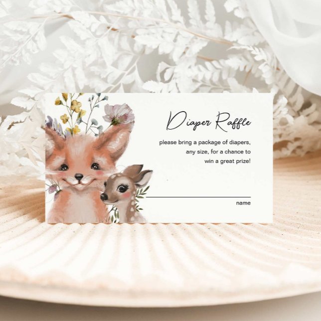 Carte D'accompagnement Fleurs sauvages et animaux des bois Raffle de couc (Créateur téléchargé)