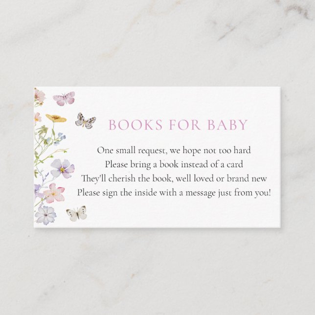 Carte D'accompagnement Fleurs sauvages et papillons Livres pour bébé (Devant)