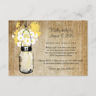 Carte D'accompagnement Fleurs sauvages rustiques antiques de marguerites