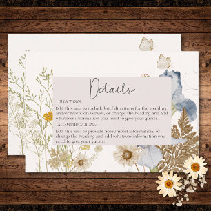 Carte D'accompagnement Fleurs sauvages sur Cream Détails du Mariage