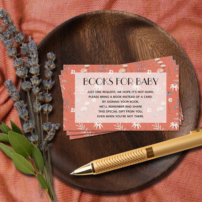 Carte D'accompagnement Fleurs sauvages sur Terracotta Baby Book Demande (Wildflowers on Terracotta Baby Book Request Enclosure Cards)