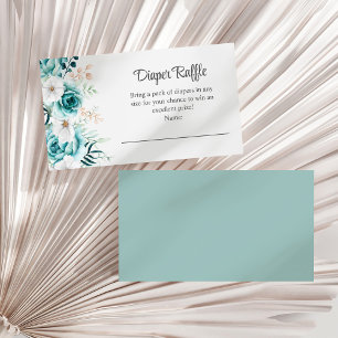 Carte D'accompagnement Fleurs sauvages turquoises et non-blancs Raffle de