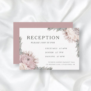 Carte D'accompagnement Fleurs Séchées Mariage Bohème Rose Poussiéreuse Ré