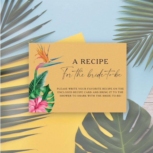 Carte D'accompagnement Fleurs tropicales - Recette pour la future mariée (Créateur téléchargé)