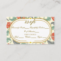 Fleurs Vintage Rouge Vert Ton Doré Mariage RSVP