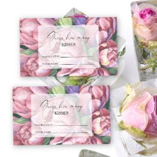 Carte D'accompagnement Fleurs vintages, devinez combien de baisers jeu nu