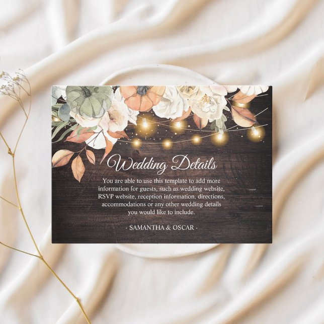 Carte D'accompagnement Fleurs vintages et Citrouille Automne (Créateur téléchargé)