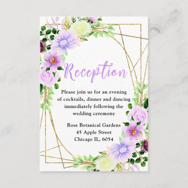 Carte D'accompagnement Fleurs violettes de printemps avec feuillage (Devant)