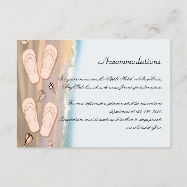 Carte D'accompagnement Flip Flops sur la plage Mariage Insertion (Devant)
