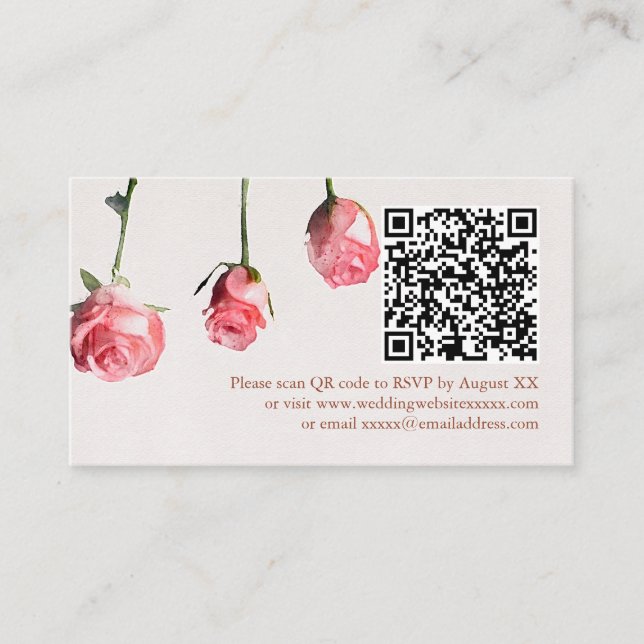 Carte D'accompagnement Floral Aquarelle Rose Mariage en terre cuite (Devant)