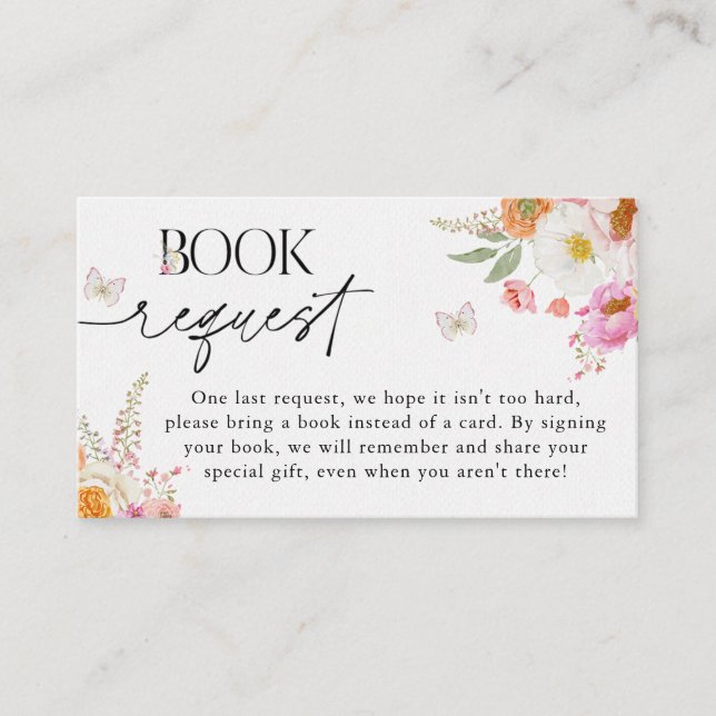 Carte D'accompagnement Floral Baby Bloom Baby Shower Book Request Insert (Devant)