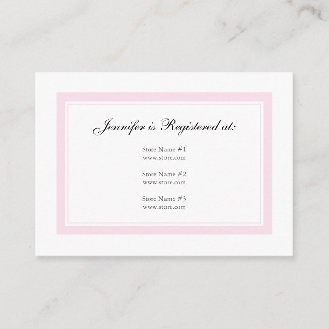 Carte D'accompagnement Floral Baby Girl Registry Card - Baby Pink (Devant)