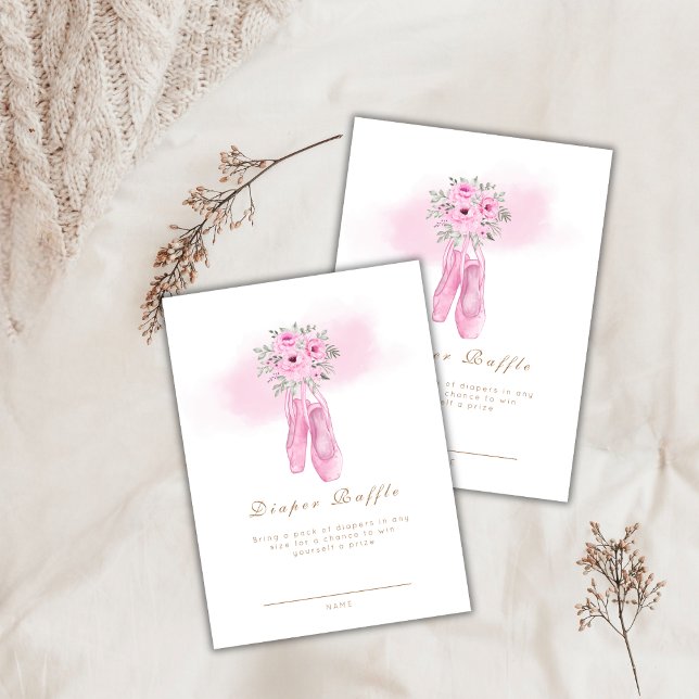 Carte D'accompagnement Floral Ballerina Chaussures Baby shower de rousseu (Floral Ballerina Shoes Diaper Raffle Baby Shower Enclosure Card)