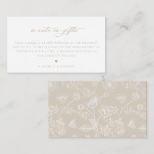 Carte D'accompagnement Floral Beige vintage A Note Sur Les Cadeaux Mariag