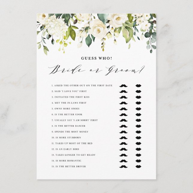 Carte D'accompagnement Floral blanc Il a dit qu'elle a dit mariée ou jeu  (Devant)