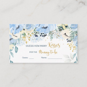 Carte D'accompagnement Floral Blue Baby shower Devine Combien De Baisers 