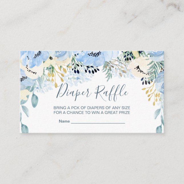 Carte D'accompagnement Floral Blue Boy Baby shower Déchets Raffle Enclosu (Devant)