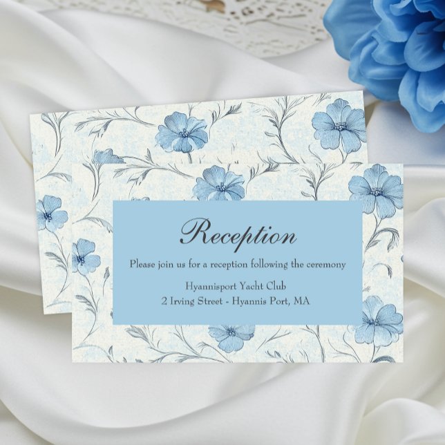 Carte D'accompagnement Floral Blue Country Garden à Réception Mariage (Créateur téléchargé)