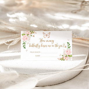 Carte D'accompagnement Floral blush or devinez combien de baisers papillo