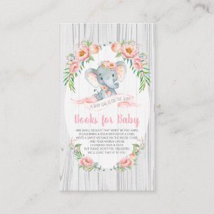 Carte D'accompagnement Floral Boho Elephant Baby shower Apportez un livre