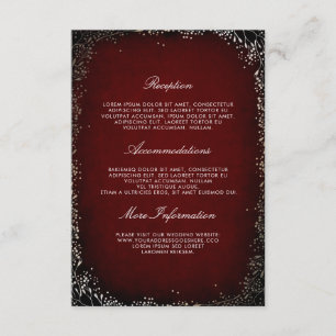 Carte D'accompagnement Floral Bourgogne et Gold Mariage Information Invit