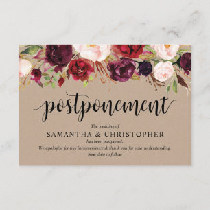 Carte D'accompagnement Floral Bourgogne, Kraft, Noir, Mariage reporter