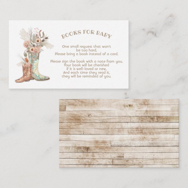 Carte D'accompagnement Floral Cowboy Boots Boots pour bébé (Devant / Derrière)