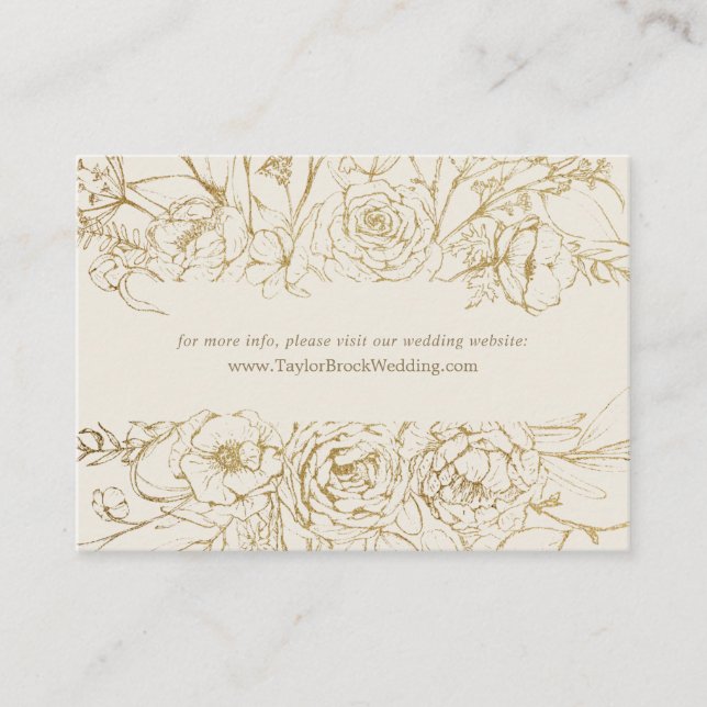 Carte D'accompagnement Floral doré | Site Mariage Cream & Gold (Devant)