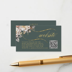 Carte D'accompagnement Floral Drama Mariage QR Code vert ID1022
