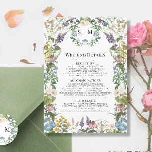 Carte D'accompagnement Floral Fleur sauvage Meadow Spring Wedding Détails