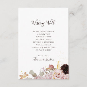 Carte D'accompagnement Floral flush moderne   Mariage Wishing well