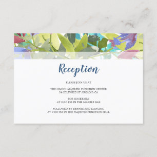 Carte D'accompagnement Floral Foliage Feuille Turquoise Mariage Réception