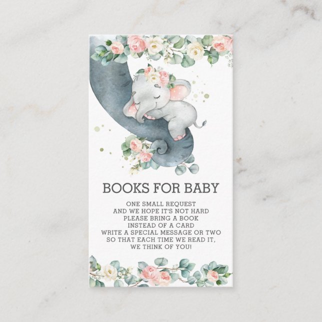 Carte D'accompagnement Floral Green Elephant Books for Baby Girl Enclo (Devant)
