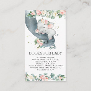 Carte D'accompagnement Floral Green Elephant Books for Baby Girl Enclo