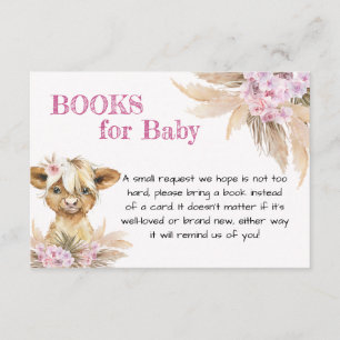 Carte D'accompagnement Floral Highland Vache Baby shower Livres pour bébé