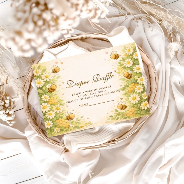 Carte D'accompagnement Floral Honey Bee Diapper Raffle (Créateur téléchargé)