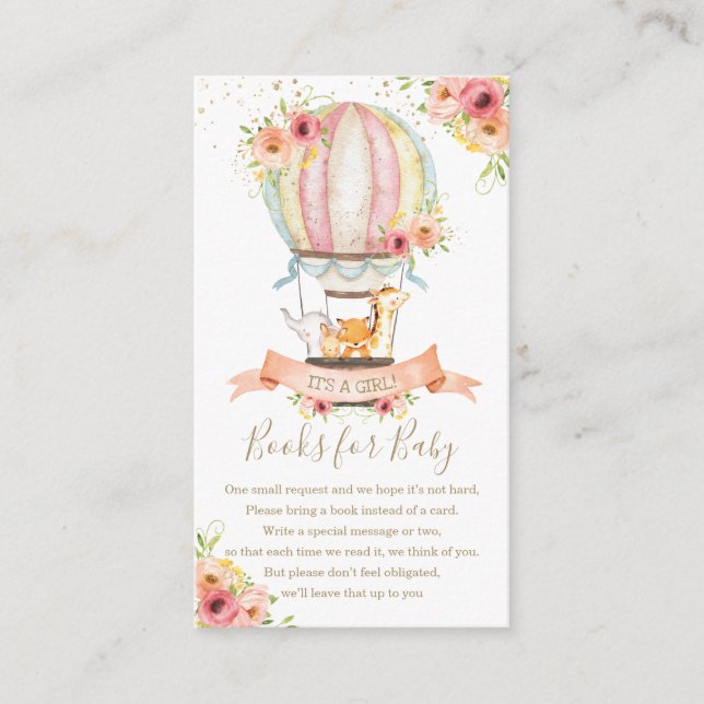 Carte D'accompagnement Floral Hot Air Balloon Baby Animals Apportez un li (Devant)