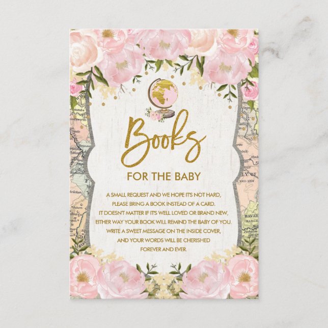 Carte D'accompagnement Floral Map Travel Adventure Books for Baby Girl (Devant)