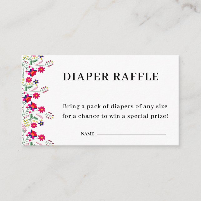 Carte D'accompagnement Floral mexicain | Raffle de couches | Baby shower (Devant)