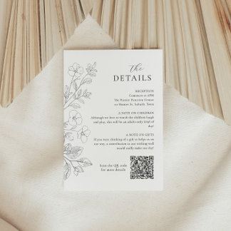 Carte D'accompagnement Floral Minimalist Wedding Details Enclosure Card
